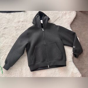 NWT neoprene effect antracite gray  zip-up hooded jacket.